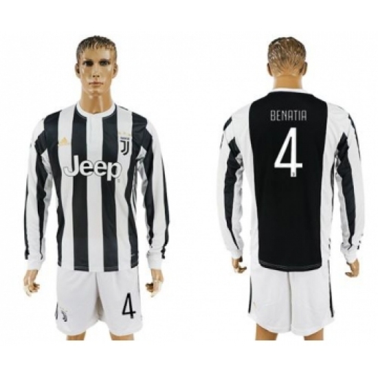 Juventus 4 Benatia Home Long Sleeves Soccer Club Jersey