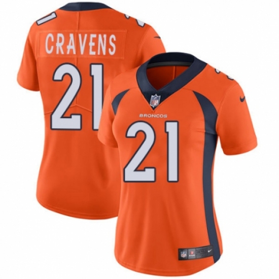 Women's Nike Denver Broncos 21 Su'a Cravens Orange Team Color Vapor Untouchable Elite Player NFL Jersey