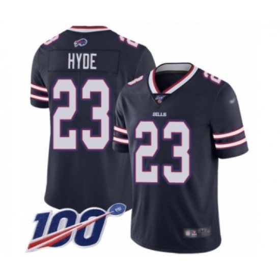 Men's Buffalo Bills 23 Micah Hyde Limited Navy Blue Inverted Legend 100th Season Football Jersey