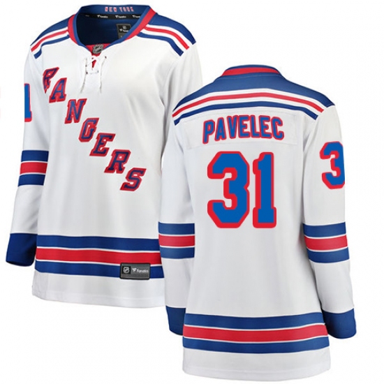Women's New York Rangers 31 Ondrej Pavelec Fanatics Branded White Away Breakaway NHL Jersey