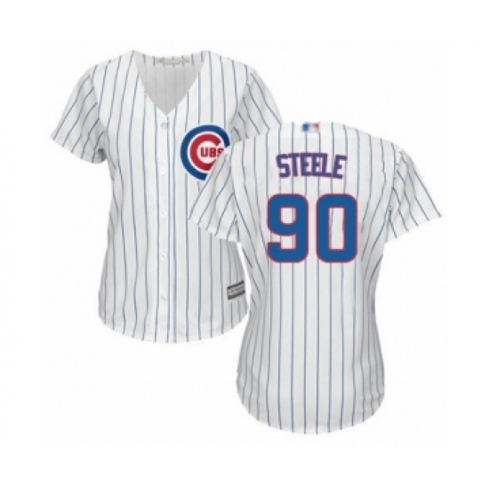 Women's Chicago Cubs 90 Justin Steele Authentic White Home Cool Base Baseball Player Jersey