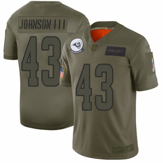 Women's Los Angeles Rams 43 John Johnson Limited Camo 2019 Salute to Service Football Jersey