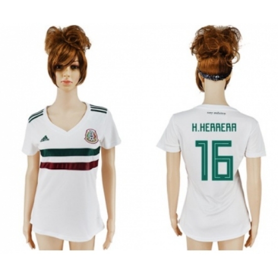 Women's Mexico 16 H.Herrera Away Soccer Country Jersey