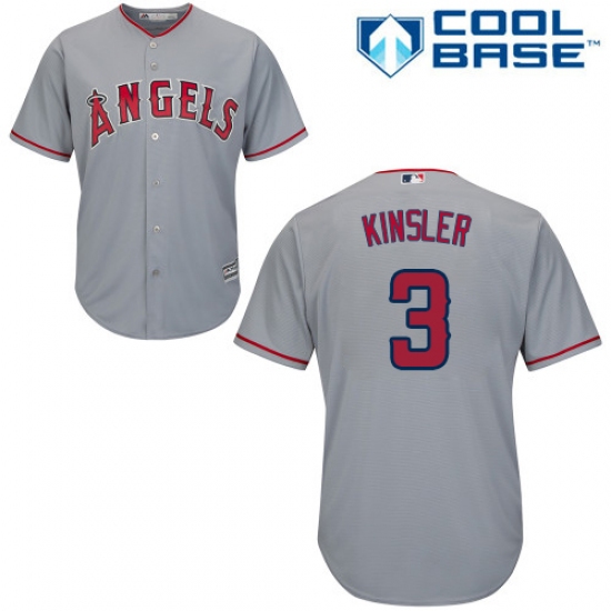 Youth Majestic Los Angeles Angels of Anaheim 3 Ian Kinsler Replica Grey Road Cool Base MLB Jersey