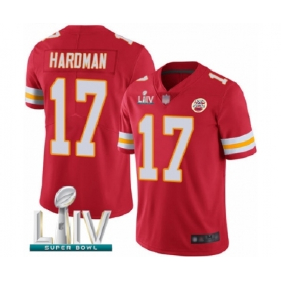 Youth Kansas City Chiefs 17 Mecole Hardman Red Team Color Vapor Untouchable Limited Player Super Bowl LIV Bound Football Jersey