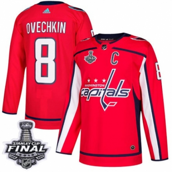 Youth Adidas Washington Capitals 8 Alex Ovechkin Authentic Red Home 2018 Stanley Cup Final NHL Jersey