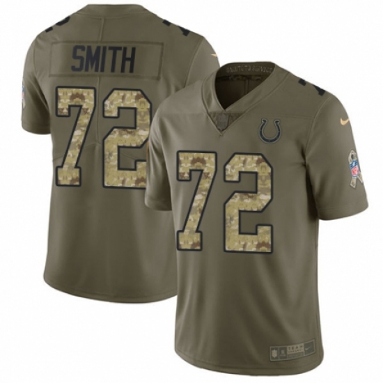 Youth Nike Indianapolis Colts 72 Braden Smith Limited Olive/Camo 2017 Salute to Service NFL Jersey