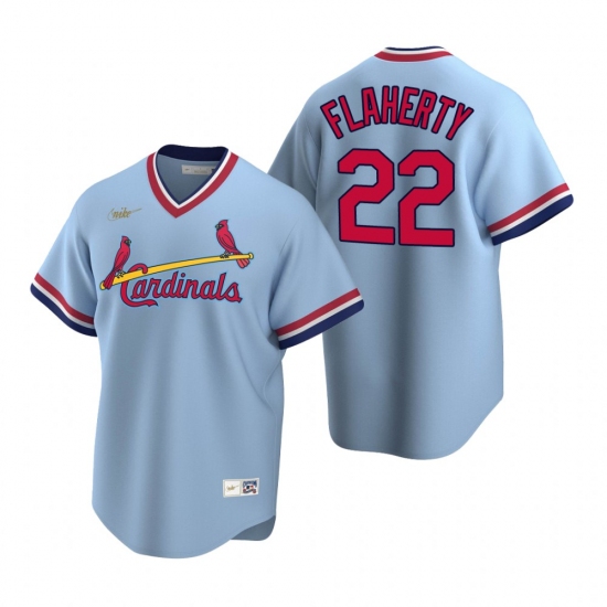 Men's Nike St. Louis Cardinals 22 Jack Flaherty Light Blue Cooperstown Collection Road Stitched Baseball Jersey