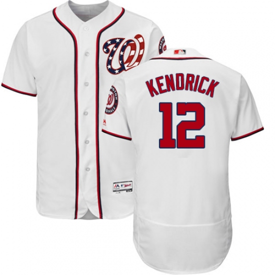 Men's Majestic Washington Nationals 12 Howie Kendrick White Home Flex Base Authentic Collection MLB Jersey