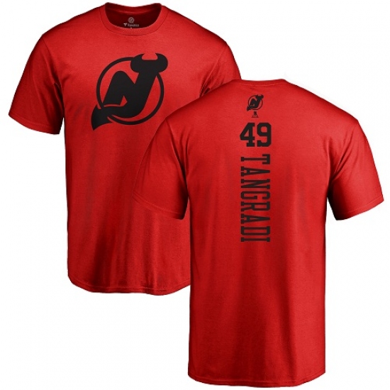 NHL Adidas New Jersey Devils 49 Eric Tangradi Red One Color Backer T-Shirt