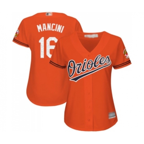 Women's Baltimore Orioles 16 Trey Mancini Replica Orange Alternate Cool Base Baseball Jersey