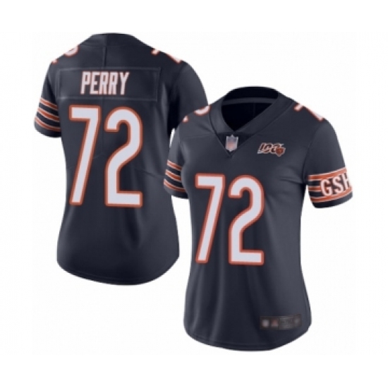Women's Chicago Bears 72 William Perry Navy Blue Team Color 100th Season Limited Football Jersey
