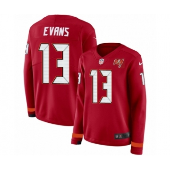 Women's Nike Tampa Bay Buccaneers 13 Mike Evans Limited Red Therma Long Sleeve NFL Jersey