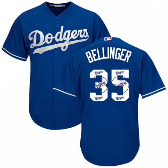 Men's Majestic Los Angeles Dodgers 35 Cody Bellinger Authentic Royal Blue Team Logo Fashion Cool Base MLB Jersey