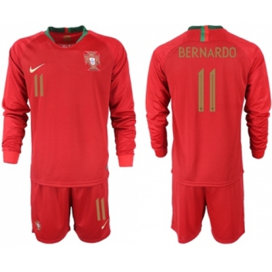 Portugal 11 Bernardo Home Long Sleeves Soccer Country Jersey