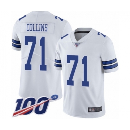 Men's Dallas Cowboys 71 La'el Collins White Vapor Untouchable Limited Player 100th Season Football Jersey