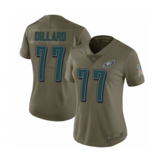 Women's Philadelphia Eagles 77 Andre Dillard Limited Olive 2017 Salute to Service Football Jersey