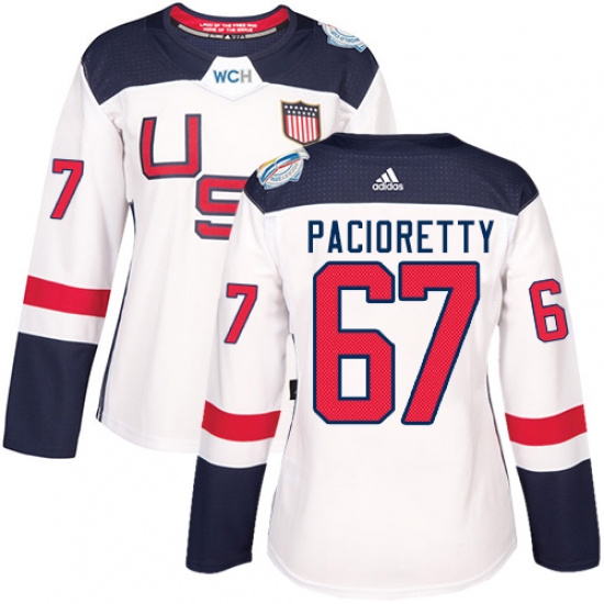 Women's Adidas Team USA 67 Max Pacioretty Authentic White Home 2016 World Cup Hockey Jersey