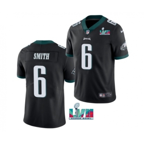 Men's Philadelphia Eagles 6 DeVonta Smith Black Super Bowl LVII Patch Vapor Untouchable Limited Stitched Jersey