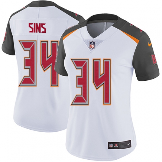 Women's Nike Tampa Bay Buccaneers 34 Charles Sims White Vapor Untouchable Limited Player NFL Jersey