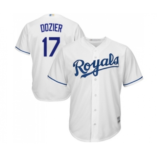 Men's Kansas City Royals 17 Hunter Dozier Replica White Home Cool Base Baseball Jersey