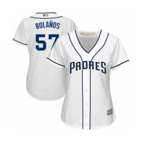 Women's San Diego Padres 57 Ronald Bolanos Authentic White Home Cool Base Baseball Player Jersey
