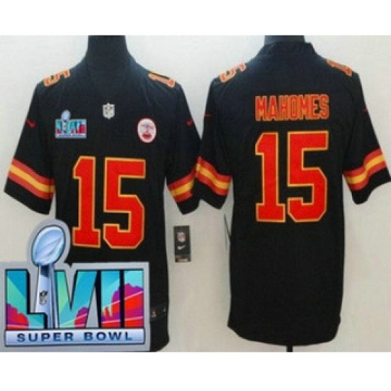 Youth Kansas City Chiefs 15 Patrick Mahomes Limited Black Super Bowl LVII Vapor Jersey