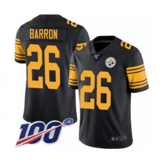 Men's Pittsburgh Steelers 26 Mark Barron Limited Black Rush Vapor Untouchable 100th Season Football Jersey
