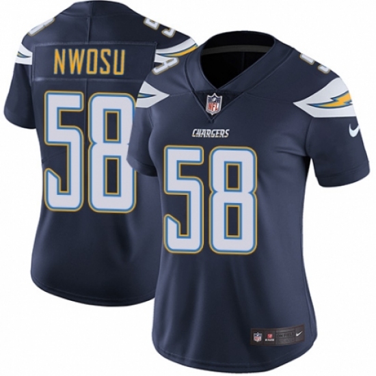 Women's Nike Los Angeles Chargers 58 Uchenna Nwosu Navy Blue Team Color Vapor Untouchable Limited Player NFL Jersey