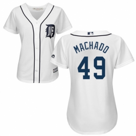 Women's Majestic Detroit Tigers 49 Dixon Machado Authentic White Home Cool Base MLB Jersey