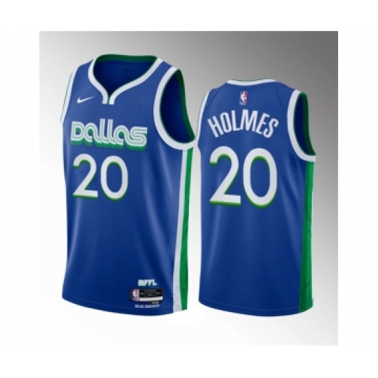 Men's Dallas Mavericks 20 Richaun Holmes Blue 2023 Draft City Edition Stitched Basketball Jersey