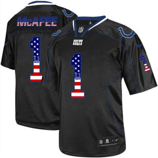 Men's Nike Indianapolis Colts 1 Pat McAfee Elite Black USA Flag Fashion NFL Jersey