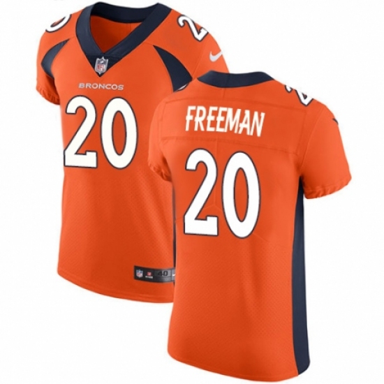 Men's Nike Denver Broncos 20 Royce Freeman Orange Team Color Vapor Untouchable Elite Player NFL Jersey