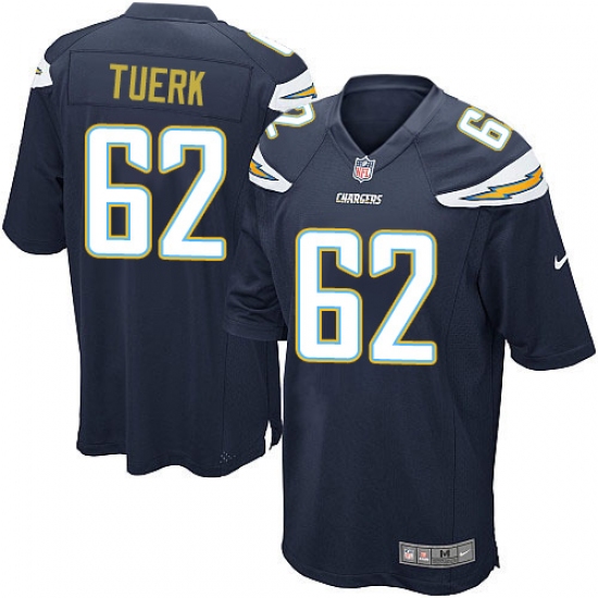 Men's Nike Los Angeles Chargers 62 Max Tuerk Game Navy Blue Team Color NFL Jersey