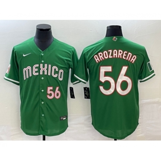 Men's Mexico Baseball 56 Randy Arozarena Number 2023 Green World Classic Stitched Jersey2