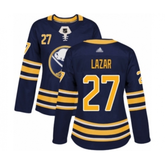 Women's Buffalo Sabres 27 Curtis Lazar Authentic Navy Blue Home Hockey Jersey