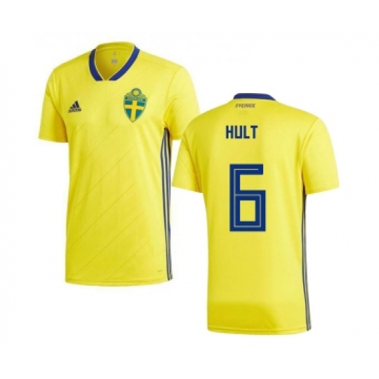 Sweden 6 Hult Home Kid Soccer Country Jersey