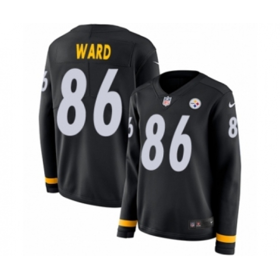 Women's Nike Pittsburgh Steelers 86 Hines Ward Limited Black Therma Long Sleeve NFL Jersey