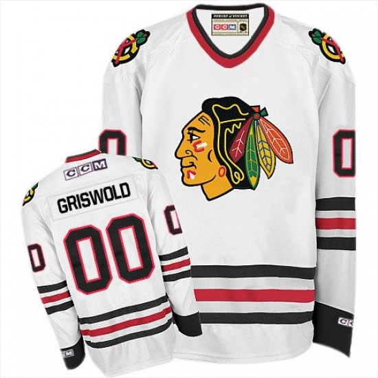 Men's CCM Chicago Blackhawks 00 Clark Griswold Authentic White Throwback NHL Jersey