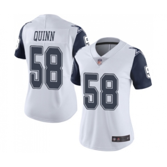 Women's Dallas Cowboys 58 Robert Quinn Limited White Rush Vapor Untouchable Football Jersey