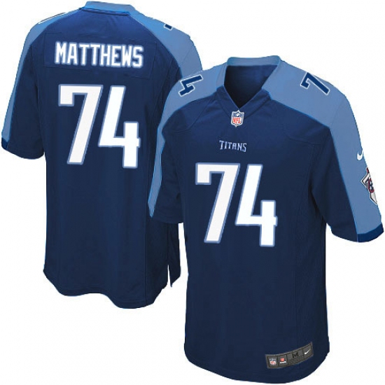 Men's Nike Tennessee Titans 74 Bruce Matthews Game Navy Blue Alternate NFL Jersey