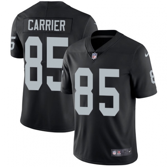 Men's Nike Oakland Raiders 85 Derek Carrier Black Team Color Vapor Untouchable Limited Player NFL Jersey