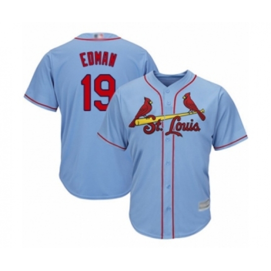 Youth St. Louis Cardinals 19 Tommy Edman Authentic Light Blue Alternate Cool Base Baseball Player Jersey