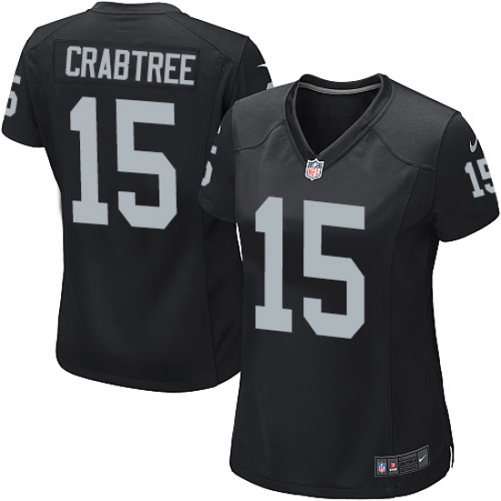 Women's Nike Oakland Raiders 15 Michael Crabtree Game Black Team Color NFL Jersey