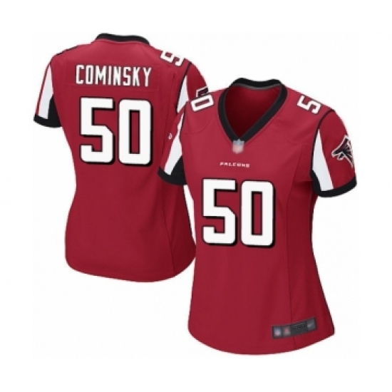 Women's Atlanta Falcons 50 John Cominsky Game Red Team Color Football Jersey