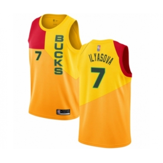 Women's Milwaukee Bucks 7 Ersan Ilyasova Swingman Yellow Basketball Jersey - City Edition