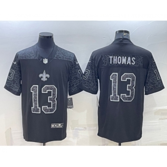 Men's New Orleans Saints 13 Michael Thomas Black Reflective Limited Stitched Football Jersey