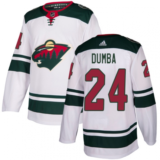 Men's Adidas Minnesota Wild 24 Matt Dumba White Road Authentic Stitched NHL Jersey