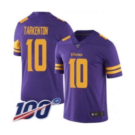 Men's Minnesota Vikings 10 Fran Tarkenton Limited Purple Rush Vapor Untouchable 100th Season Football Jersey