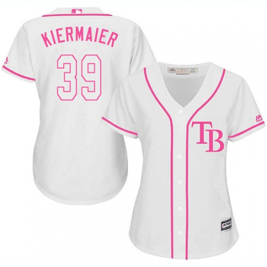 Women's Majestic Tampa Bay Rays 39 Kevin Kiermaier Replica White Fashion Cool Base MLB Jersey